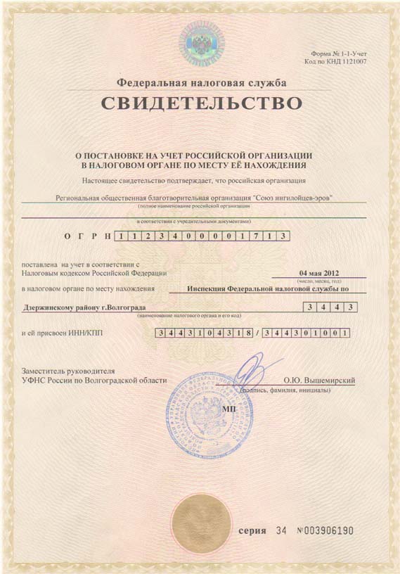 Свидетельства